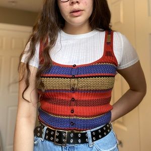 Retro patterned tank tank top